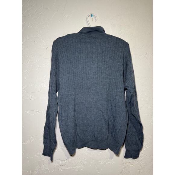 Joseph & Lyman henley merino wool blue sweater mens medium preppy quiet luxury - Picture 4 of 7